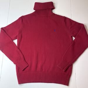 VTG Ralph Lauren Sport Women’s XL Turtleneck Sweater Red Knit Pullover Preppy
